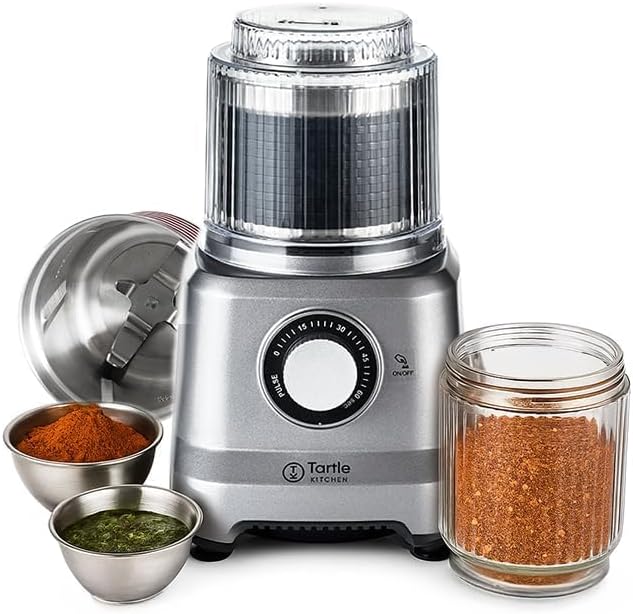Commercial Electric Spice Grinder 750W - Heavy Duty Stainless Steel Herb Grain Coffee Grinder with Timer Pulse Mode - 2 Cups for Masalas Seeds Nuts Kitchen Use
