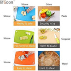 Extra Large Thick Silicone Cutting Boards for Kitchen 14.6'' x 10.43'' Flexible Cutting Chopping Boards/Mats Non-slip Deep Drip Juice Groove, Dishwasher Safe-Blue