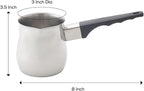Fino Stainless Steel Turkish Coffee Pot - Professional 18/8 Warmer for Stovetop Coffee, Milk, Tea, Hot Chocolate - Delicious Daily Beverages - 12-Ounce