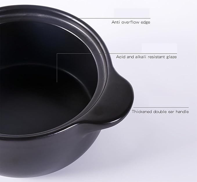 Ceramic Clay Pot for Cooking with Lid Chinese Stew Hot Pot, Earthenware Pot For Cooking Rice, Noodle and Porridge Milk Soup, Casserole Nonstick Cookware for Home Restaurant,6.5l