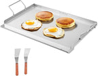 VEVOR Stainless Steel Griddle, 23x16 inch Universal Flat Top Rectangular Plate, Gas Grill Griddle for BBQ Grill, Teppanyaki, Portable Family Cookware with Handle, for Camping Tailgating Party