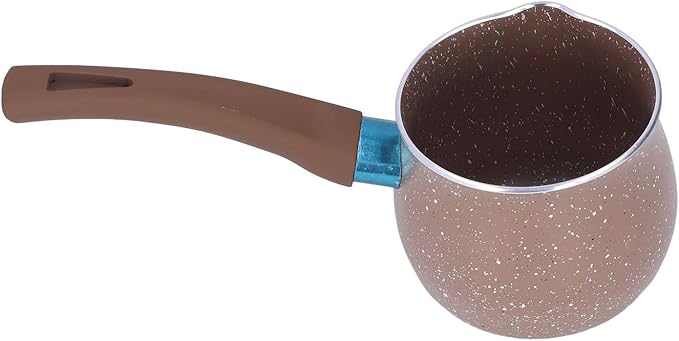 Mini Milk Pan, Mini Non Stick Pot, Butter Warmer Pot, Aluminium Alloy for Home Kitchen Mini Milk Pan Single Handle 9cm Diameter Anti Scalding Saucepan Cooking Pot Stone Pot(brown)