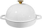 Bread Oven Cast Iron Bread Dutch Oven with Cloche Lid for Bread Baking White Enameled Cast Iron Bread Oven with Dome Lid for Sourdough, 9.8 Inches
