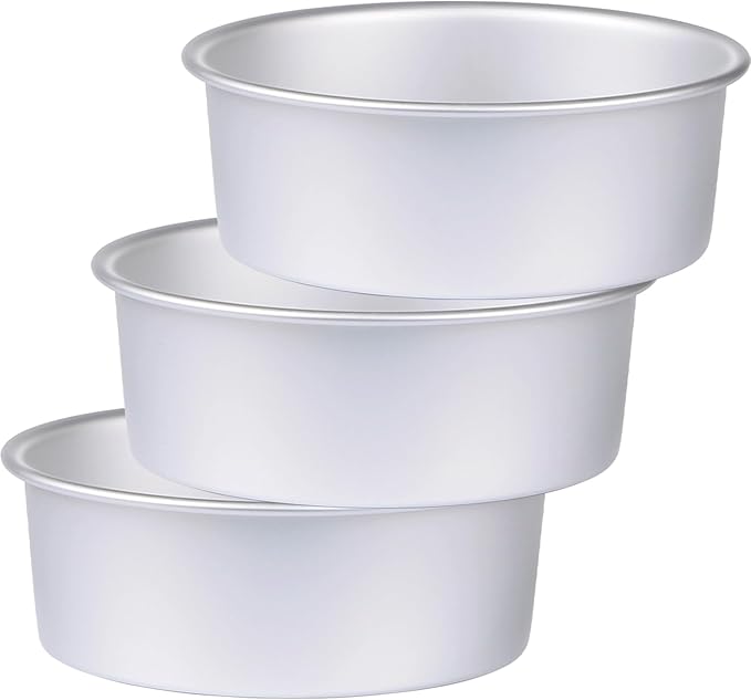 HomeMall 9 x 3 inch Round Cake Pan Set of 3, Aluminum Baking Pans for Layer Cakes, Heavy Duty Non-Stick, Evenly Baking Molds for Home Kitchen, Birthday Wedding Anniversary
