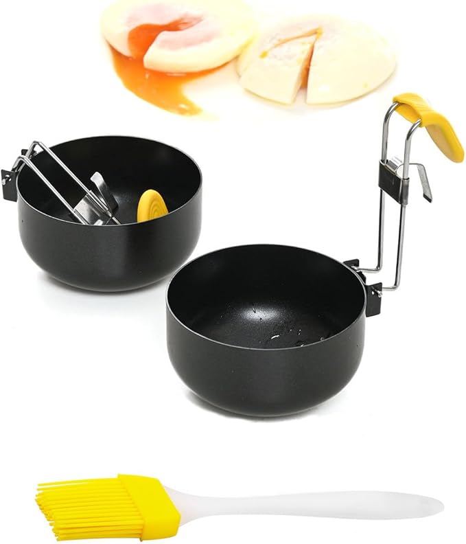 Egg Poacher-halteoly,poached egg maker poached egg cooker eggs poachers,Egg Poachers Nonstick best rated,2 Pack with Brush