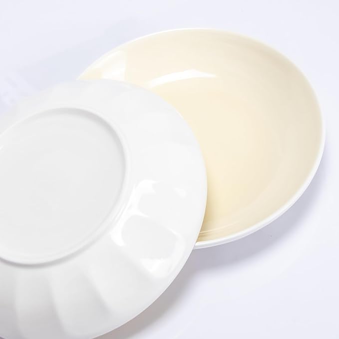 Set of 6 Dinner Plates 8 Inch, Yellow Porcelain Plates, Microwave Oven Dishwasher Safe Scratch Resistant