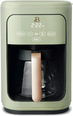 Beautiful by Drew Barrymore 14-Cup Programmable Drip Coffee Maker, Touch-Activated Display, Fast 14-Min Brew, Bold Strength, Keep Warm 4hrs, Gold Filter (Sage Green)