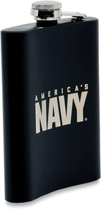 NAVY 8 oz Flask | Stainless Steel Hip Flask for Liquor – Matte Black, Great Gift Idea for Veterans | Navy 8oz Flasks