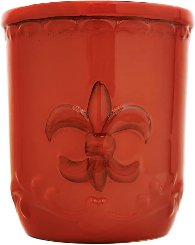 ACK Utensil Holder, Utensil Crock, Modern Kitchen Decor, Kitchen Storage(Fleur De Lis Burnt Orange)
