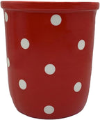 ACK Utensil Holder, Utensil Crock, Modern Kitchen Decor, Kitchen Storage(Polka Dots Red)