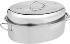 16in Fish Poacher Cooking Pot with Lid Portable Handle Multiuse Baking Tray for Seafood And Eggs, B