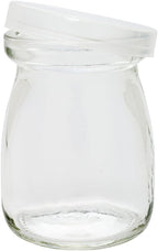 Restaurantware 3.5-OZ Glass Jars for Yogurt Milk Parfait and Pudding: Perfect for Bakeries Buffets Breakfast Bars and Restaurants - Yogurt Maker Glass Replacement Jar with Plastic Cap - 100-CT