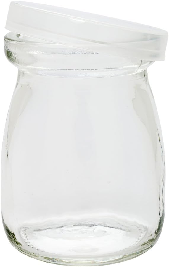 Restaurantware 3.5-OZ Glass Jars for Yogurt Milk Parfait and Pudding: Perfect for Bakeries Buffets Breakfast Bars and Restaurants - Yogurt Maker Glass Replacement Jar with Plastic Cap - 100-CT