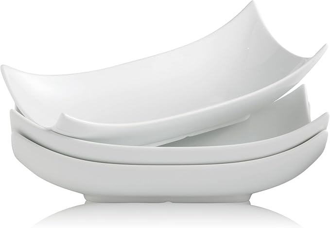 Gomakren Serving Platters Serving Bowls Set Turkey Serving Platter Porcelain Serving Dishes For Entertaining Special Curved Deep Large Thanksgiving Christmas Dishes Gifts Set of 3 White 12 Inch