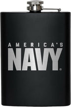NAVY 8 oz Flask | Stainless Steel Hip Flask for Liquor – Matte Black, Great Gift Idea for Veterans | Navy 8oz Flasks