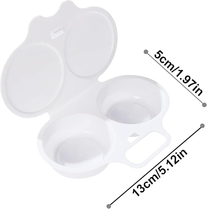White Egg Poacher, Microwave Egg Boiler Poacher, 2 Cavity Nonstick Poached Egg Maker With Lid, Microwave Egg Cooker, Double Drain Poached Egg Cups Cookware, Egg Poachers（13 * 5cm）