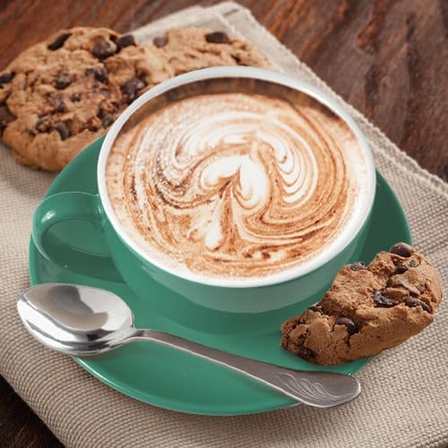 Porcelain Coffee Cup with Saucer 220ml/7.3oz for Cappuccino, Latte, and Tea, Cyan