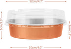 Beasea Mini Tart Pans, 8 Oz, 100 Pack, Rose Gold Aluminum Pie Pan Cartoon Tin Tart Pans, Round Oven Baking, 4 Inch