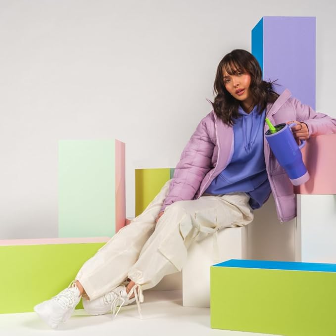 HydroJug Traveler - 40 oz Water Bottle with Handle & Flip Straw - Fits in Cup Holder, Leak Resistant Tumbler-Reusable Insulated Stainless Steel & Rubber Base - Gifts for Women & Men, Lime Rickey