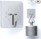 DDMY 24 Packs Hooks for Hanging 50lb Wall Hooks Transparent Reusable Waterproof Adhesive Hook for Kitchen Curtain, Towel Hook for Bathrooms, Heavy Duty Self Coat Hook for Walls No Damage