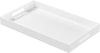 Glossy White Acrylic Serving Tray with Handles-Lucite Tray for Ottoman,Coffee Table, Breakfast, Tea, Food, Butler - Decorative Tray (12x20 Inch, White)