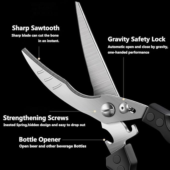 Heavy Duty Kitchen Chicken Shears With Anti-Slip Handle & Safety Lock Rust Proof Bone Cutting Scissors for Cutting Chicken & Chopping Vegetables