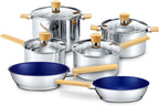 Concord 10 Piece Stainless Steel Cookware Set, includes Saucepans, Stock Pots and Pans/Skillets