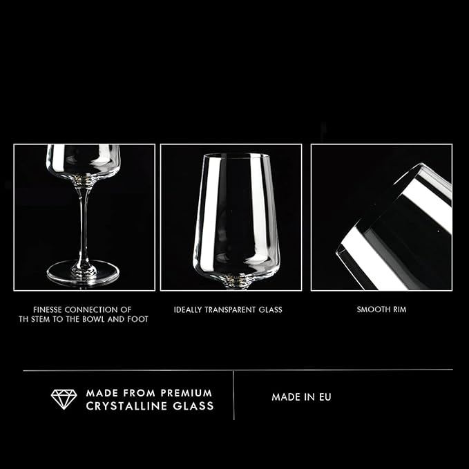 Krosno White and Sparkling Large Wine Glasses Drinking | 4 Pieces Set 13.5 fl oz | Infinity Collection | Elegant | Cocktail Crystal Set Wedding Gift | Lead-Free Glass | Homes, Restaurants & Kitchen