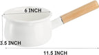 Jucoan 1 Quart Enamel Milk Pan with Dual Pour Spout, Small Enamel on Steel Saucepan Milk Pot Butter Warmer with Wooden Handle, Stove Top Soup Pot Simmer Pot for Home Kitchen Cooking Heating Boiling