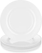 Melamine Dinner Plates,Round,Wide Side, Deep Plate,White,10 Inches,Set of 6,PYW-10-06