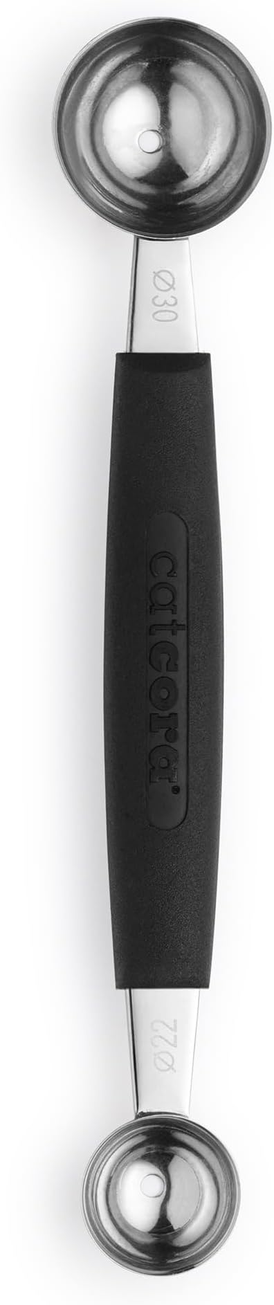 CatCora Melon Baller, Professional 18/8 Stainless Steel Dual Blades 22/30-MillimeterFor Melon Balls and Garnishes, Ergonomic Soft-Grip Handle
