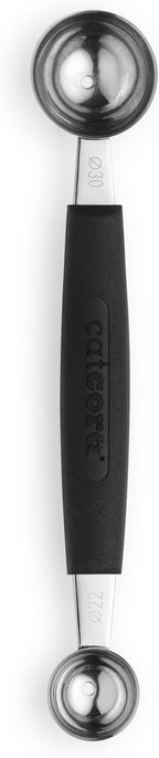 CatCora Melon Baller, Professional 18/8 Stainless Steel Dual Blades 22/30-MillimeterFor Melon Balls and Garnishes, Ergonomic Soft-Grip Handle