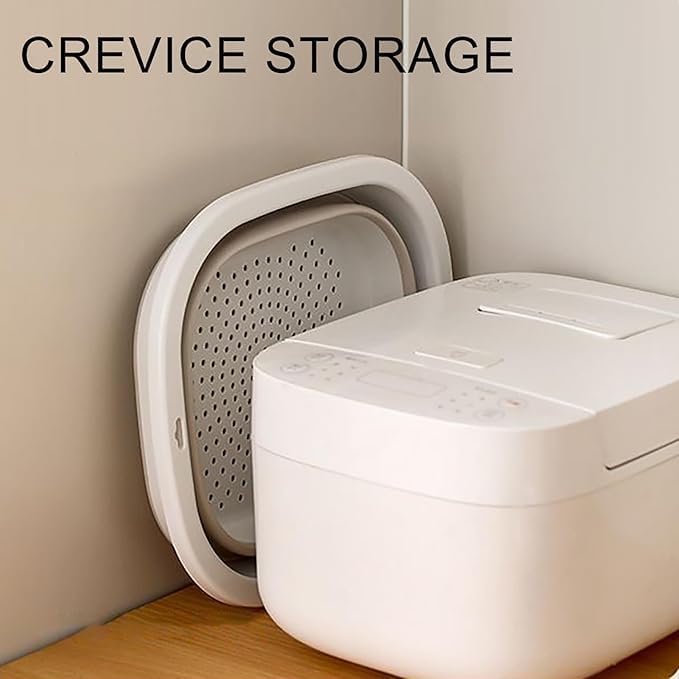 2pcs Folding Colander Bowls Strainers for Kitchen, Double Layer Drain Basket and Fruits Bowl, Multipurpose Food Prep Container for Pasta, Spaghetti, Vegetables, & Fruit Draining (Milky white)