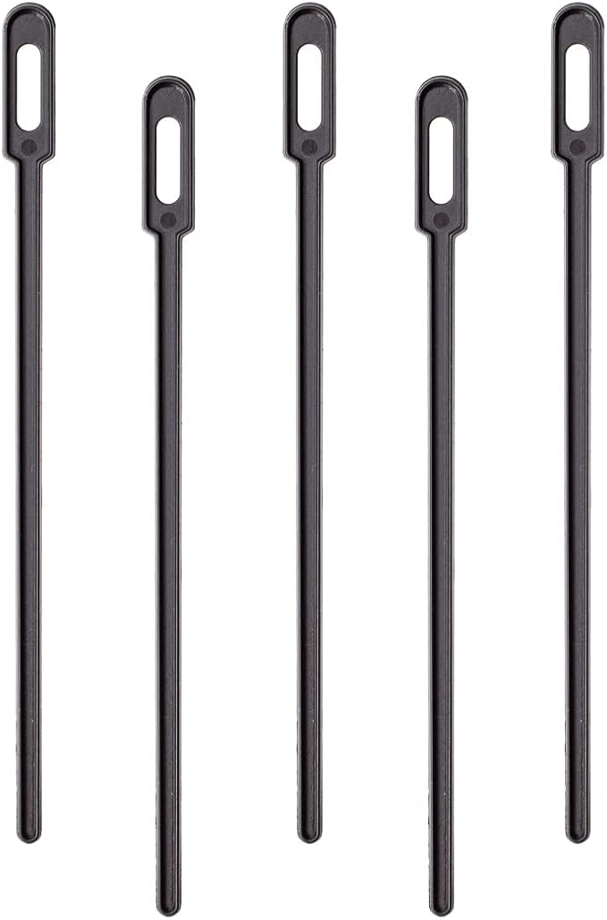 Restaurantware 5.8 Inch Coffee Stirrers 100 Disposable Coffee Stirring Sticks - Unique Keyhole Design For Hot And Cold Drinks Black PS Plastic Plastic Stir Sticks For Coffees and Cocktails