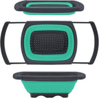 Qimh Colander collapsible, Colander Strainer Over The Sink Vegetable/Fruit Colanders Strainers With Extendable Handles, Folding Strainer for Kitchen,6 Quart