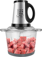 Large Food Processors,Meat Grinder Veggie Chopper with a Glass and a Stainless Steel Bowls,3 Speeds,2 pieces 6 Bi-Level Bladesand Spatula for Baby Food,Meat,Vegetables,Fruits(16+16 CUP)