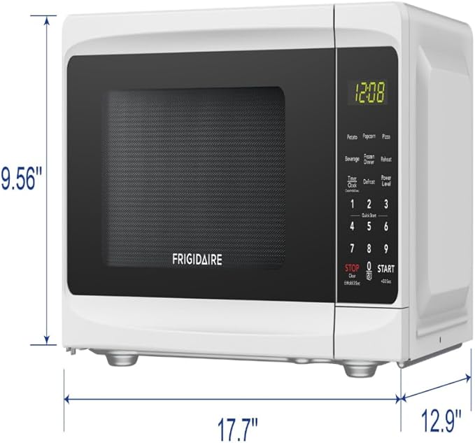 Frigidaire Countertop Microwave - Digital Control Panel - 6 Auto Cooking Settings - 10 Power Levels - Child Safety Lock - 0.7 Cu. Ft., White