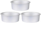 HomeMall 6 x 3 Inch Round Cake Pan Set of 3, Aluminum Baking Pans for Layer Cakes, Birthday Anniversary, Heavy Duty Non-Stick & Oven Safe, Commercial Grade Baking Tools for Home Kitchen