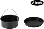2pcs/set Universal Air Fryer Accessory set Steel Pizza Pan Baking Cake Barrel For Gourmia
