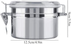 Steel Coffee Containers with Shelf, Coffee Bean Storage with Airtight Locking Clamp and Spoon, Large Capacity Food Storage Jar for Kitchen