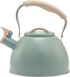 3.2 Quart Whistling Tea Kettle for Stove Top Stainless Steel Tea Pots With Wood Pattern Anti-slip Handle, Green…