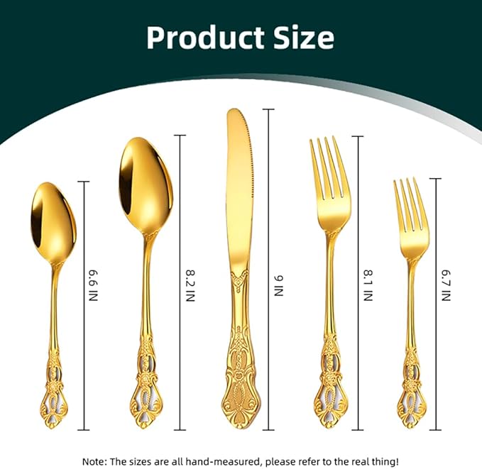 40-Piece Stainless Steel Flatware Set, Gold Silverware Set Service for 8, Cutlery Utensils Set,Include Fork Knife Spoon Set, Dishwasher Safe