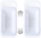 Collapsible Sink Colanders and Strainers Basket Over the Sink Colander Collapsible Colander Extendable Plastic Fruit Vegetable Strainer Drainer Basket for Kitchen(Length 14.3-19.4inch)(White Set of 2)