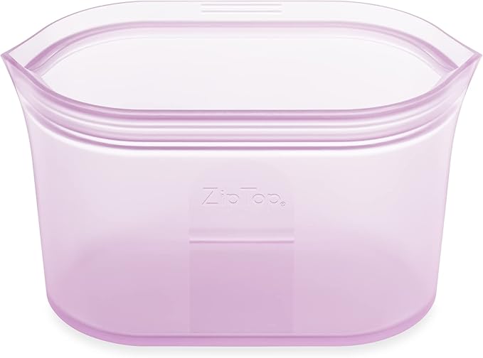 Zip Top Reusable Food Storage Bags | Medium Dish [Lavender] | Silicone Meal Prep Container | Microwave, Dishwasher and Freezer Safe | Made in the USA