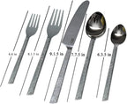Bold & Divine Hammered Silver 5pcs Flatware Cutlery Set, Premium Stainless Steel Cutlery Set Service for 1 Include Knife/Fork/Spoon, Solid Stainless Steel Flatware