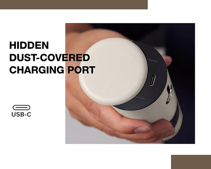 Stainless Steel Rechargeable Electric Salt and Pepper Grinder Set – USB Charging, One-Hand Electric Mill, Adjustable Coarseness, LED Light & Dust Cover – Brown + Cream