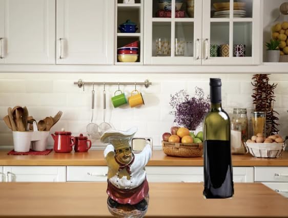 Funny Italian Chef Wine Bottle Holder – Decorative Kitchen & Table Centerpiece Statue, Novelty Wine Rack for Countertop Display, Home Decor & Wine Lover Gift, 7.5” Height