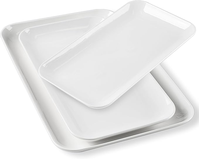 DELLING Serving Platter, 18/16/14inch Large Serving Tray, Serving Platters for Snacks, Fruit, Turkey, Dessert, Serving Trays for Entertaining at Parties and Weddings, Microwave Dishwasher Oven Safe