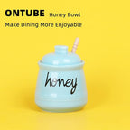 ONTUBE Honey Jar with Dipper and Lid, Ceramic Honey Pot 12oz, Turquoise