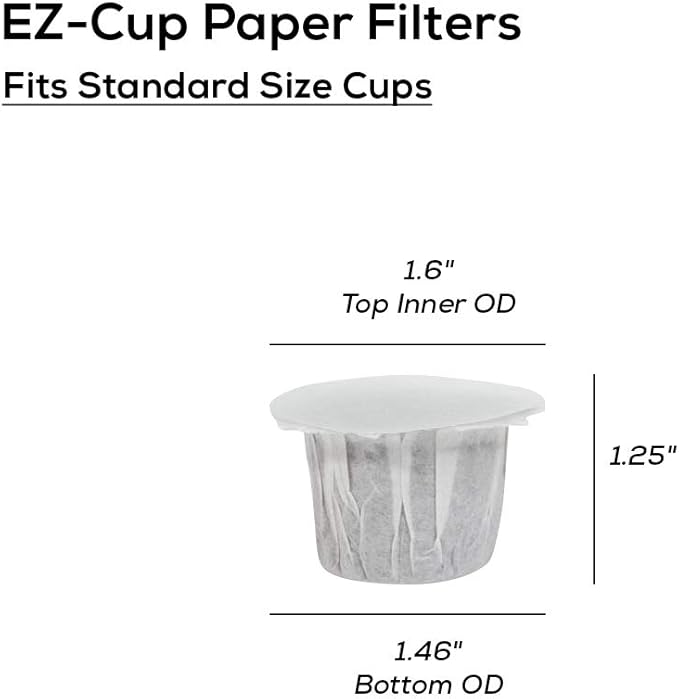 Perfect Pod EZ-Cup Paper Coffee Filters with Patented Lid for Single-Serve Coffee Brewers and Coffee Pods, Compatible with Keurig, 12-Pack (600 Filters)